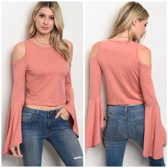 Tops - LAST Mauve Cold Shoulder Crop Top 03013